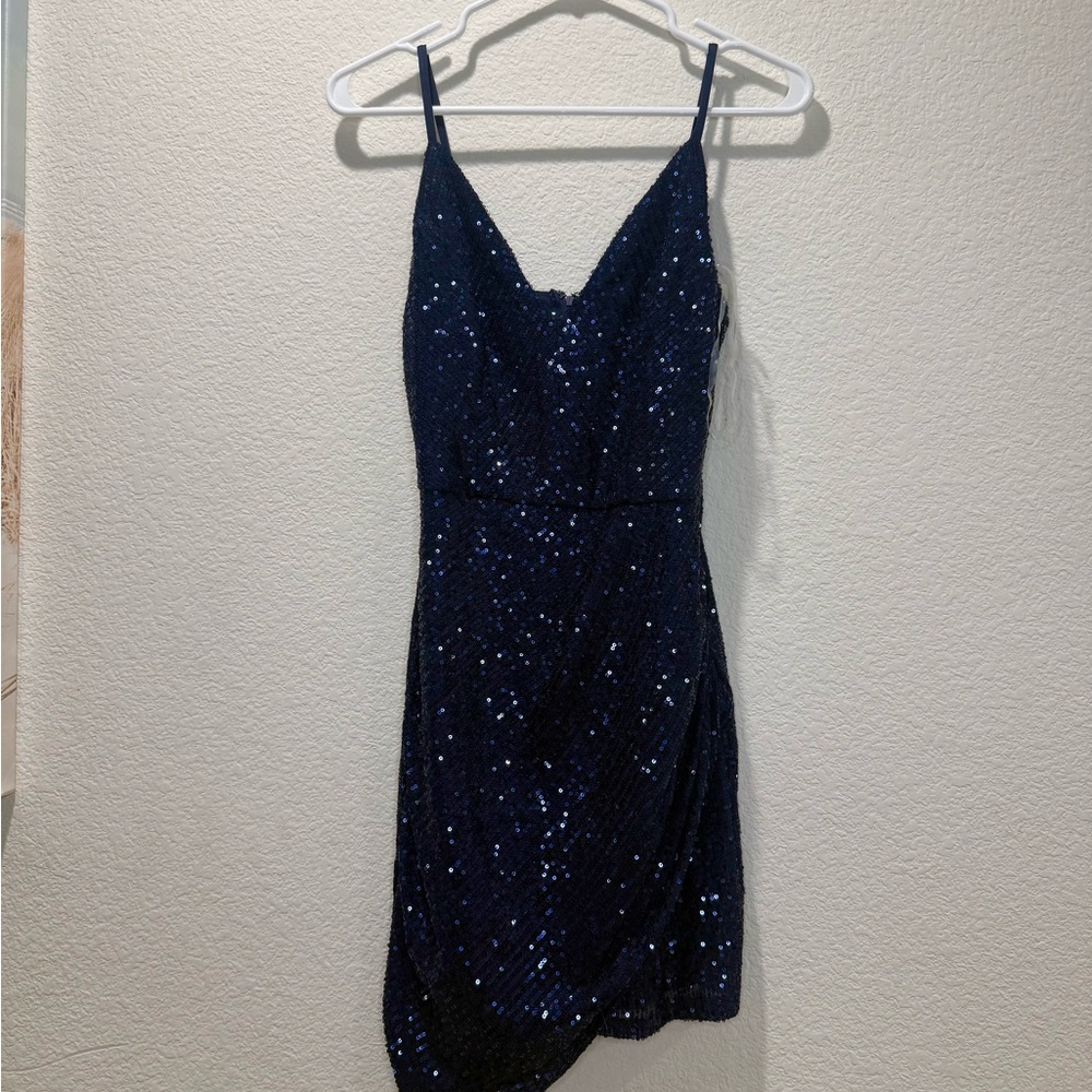 Crystal Doll Navy Sequin Mini Dress